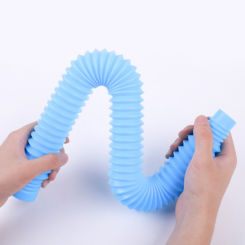 Cross-Border Pop Tube Children Sensory Color Stretch Plastic Pipe Corrugated DIY Extension Tube Vent Pressure Reduction Toy