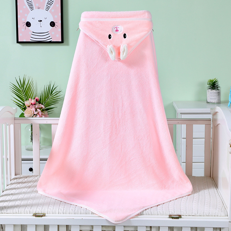 Newborn Baby Swaddling Quilt Coral Fleece Wrapping Towel Bath Towel for Children Embroidery Hug Blanket Hoodie Cloak Hooded Gro-Bag Baby Cape