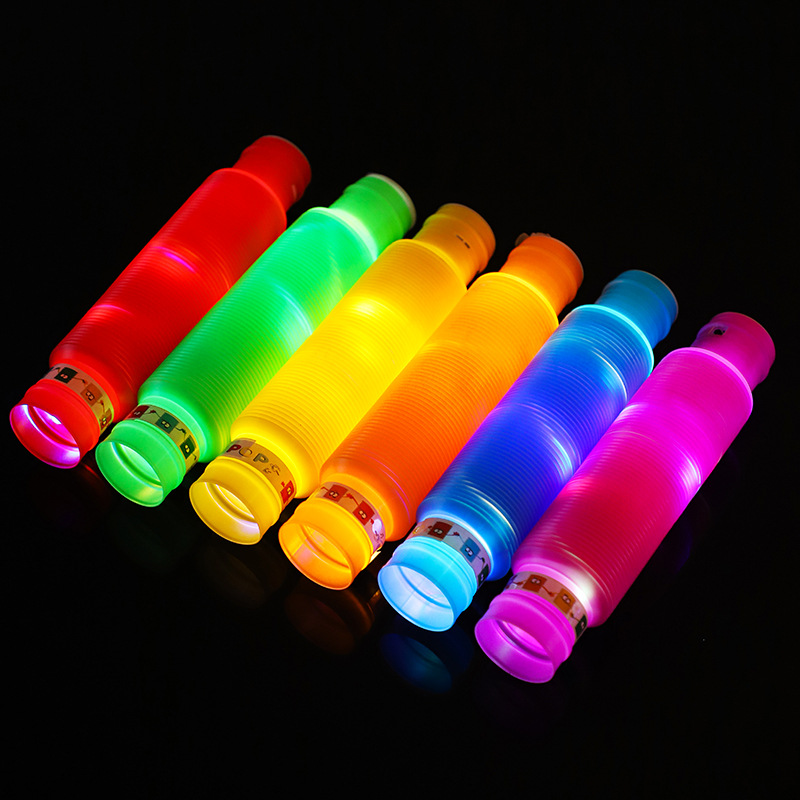 Amazon Cross-Border Hot Sale Pop Tube Luminous Decompression Extension Tube Decompression Water Pipe Led Stall Hot Sale Toy