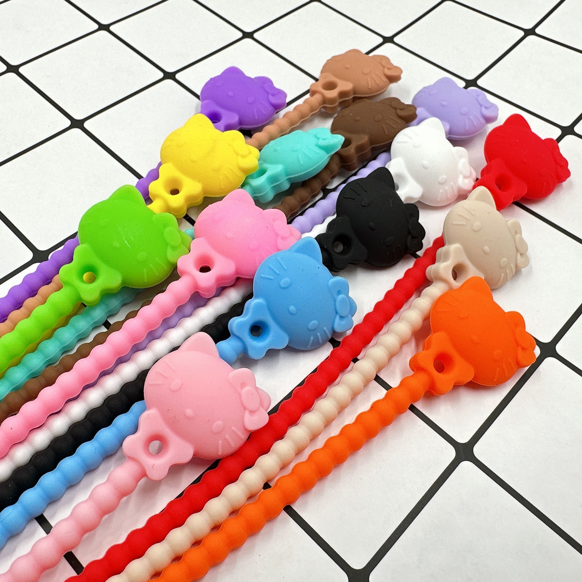 Hellokity Epoxy Silicone Cable Tie Handmade DIY Ornament Accessories Natural Korean Rainbow Rope Cartoon Ribbon