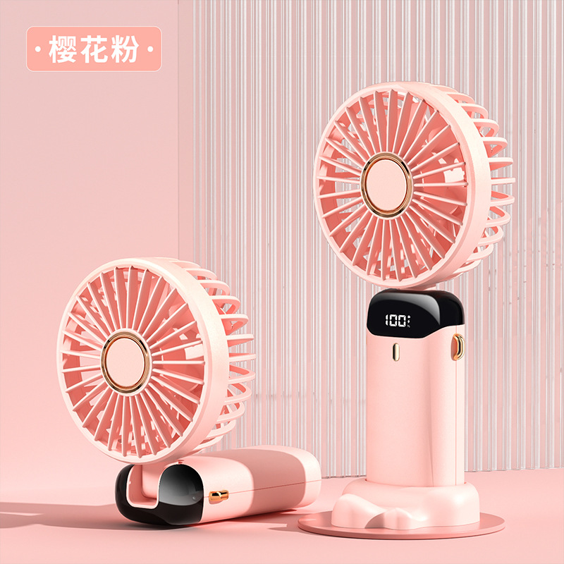 2024 New Usb Handheld Fan Mini Portable Student Small Fan Digital Display Folding Aromatherapy Small Electric Fan