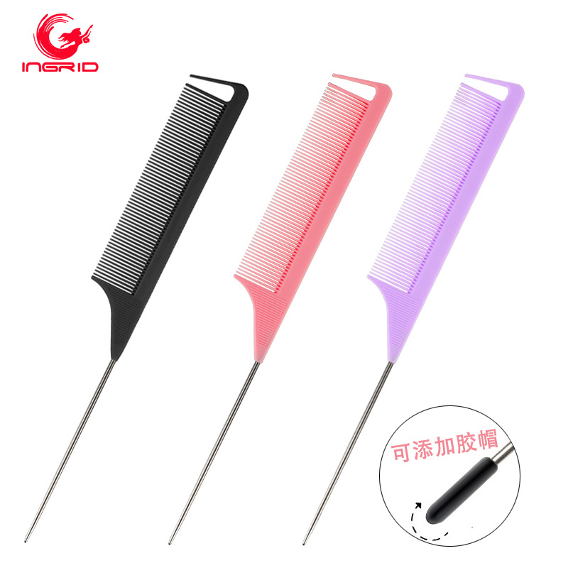 amazon steel needle shape highlight comb hair salon special hair comb hair cutting partition plastic hair cutting pointed tail comb