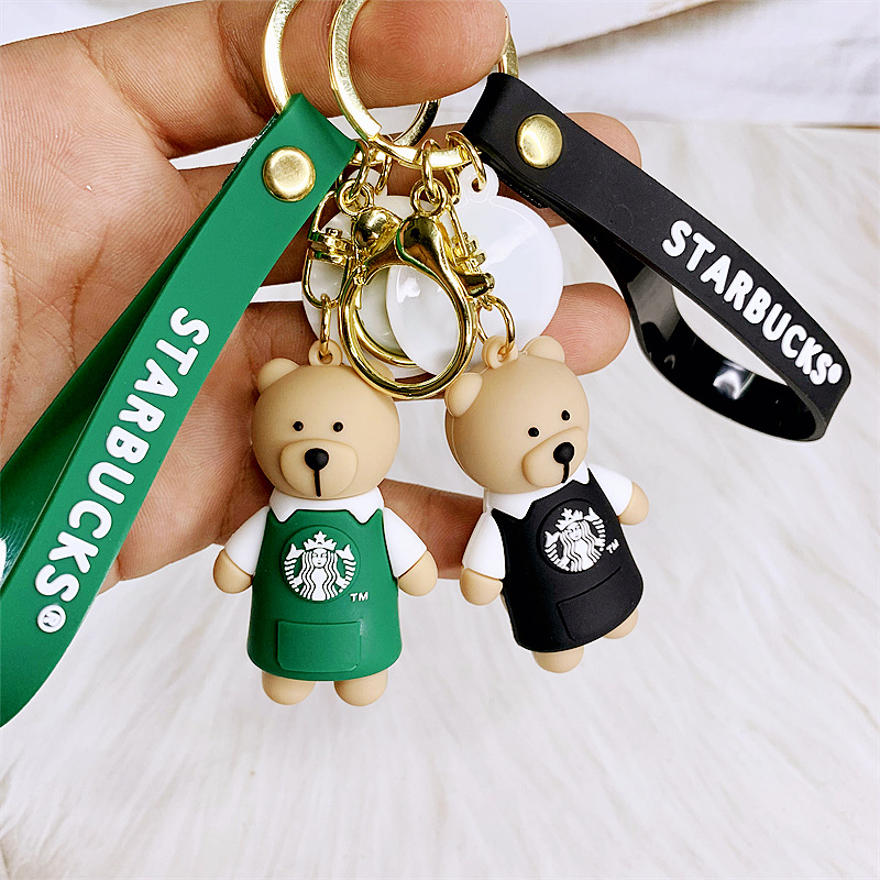 Three-Dimensional Cartoon Key Button Cute Doll Solid Key Pendants Silicone Little Bear Doll Car Creative Gift