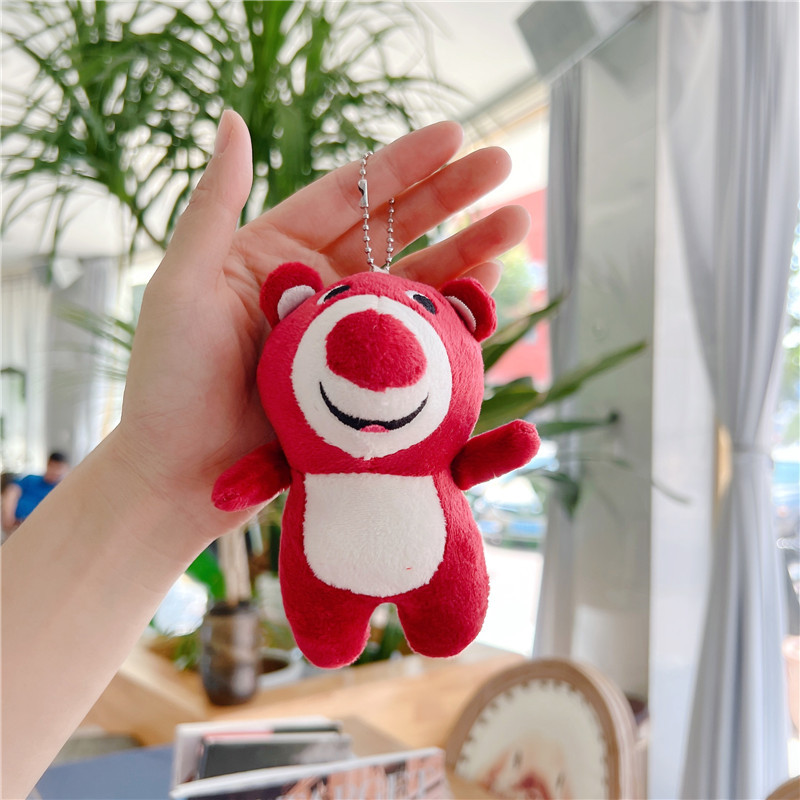 Online Influencer Cute Little Bear Doll Hanging Ornament Lying Bear Small Pendant Plush Toy Key Chain Bag Hanging Ornament Wholesale