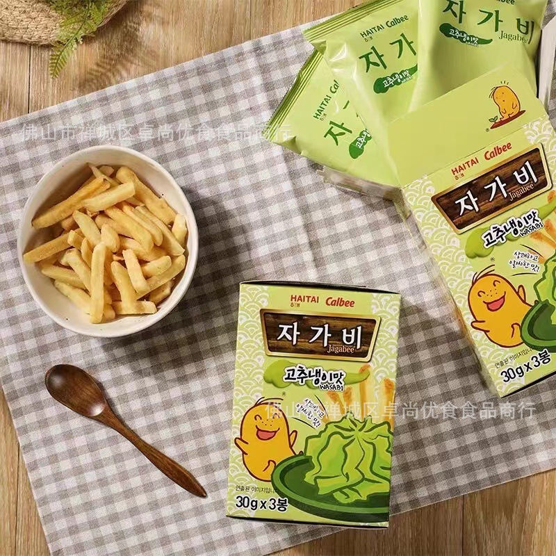 韩国进口零食 calbee卡乐比薯条芥末螃蟹蛋黄味 卡了b三兄弟薯片