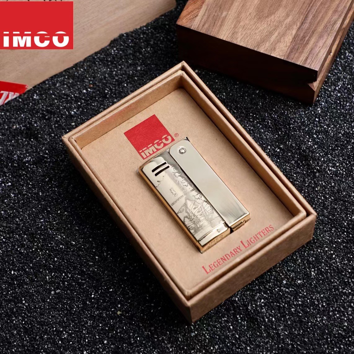 奥地利imco煤油打火机爱酷6800老式复古防风刻图