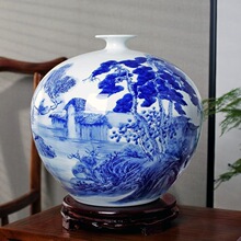 景德镇陶瓷器花瓶摆件新中式青花瓷插花器家居客厅结婚装饰工艺