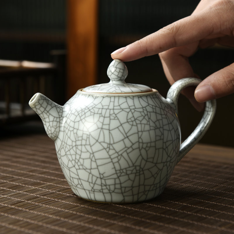 家用单壶月白汝窑茶道陶瓷功夫茶具茶杯茶洗零配件开片泡茶神器