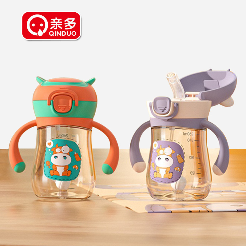 ppsu children‘s straw cup big baby gravitational ball water cup choke proof drop with handle household water and milk bottle no-spill cup