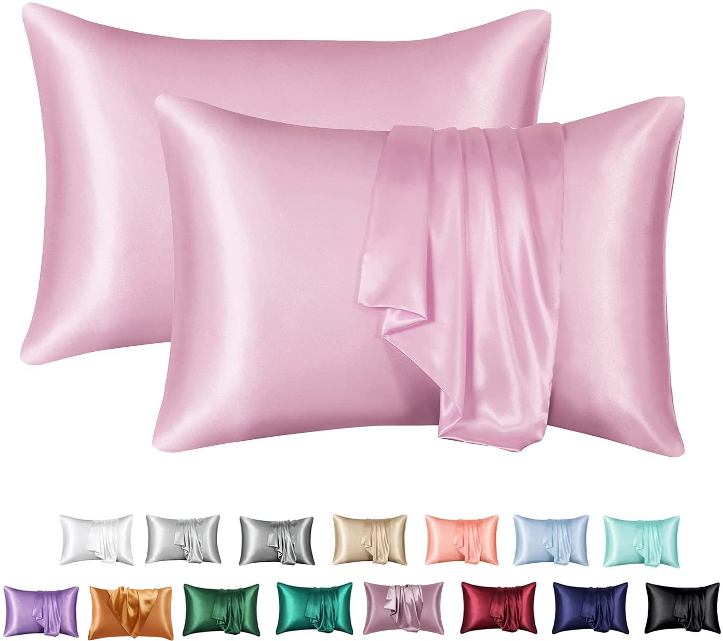 Cross-Border Silk-like Solid Color Satin Pillowcase Envelope Pillow Pillow Pillow Cases Wholesale Pillow Pair Multi-Color