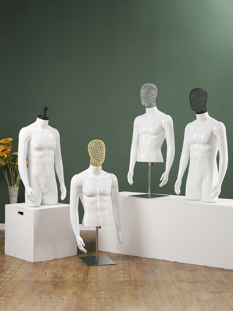 男模特半身人台假人男装内衣人体衣架电镀服装店道具衣服展示架子