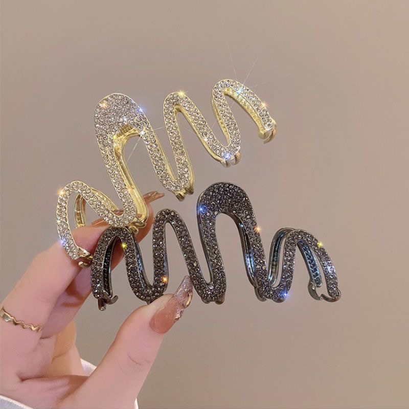 高级感甜酷黑波浪发夹女夏后脑勺大号盘发抓夹鲨鱼夹发卡发饰头饰