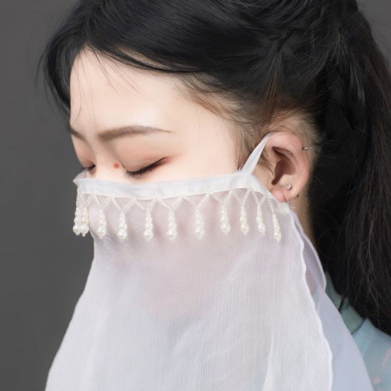 古代遮面帘古装仙女蒙面舞台服演出古风配饰遮脸纱巾汉服面纱古装