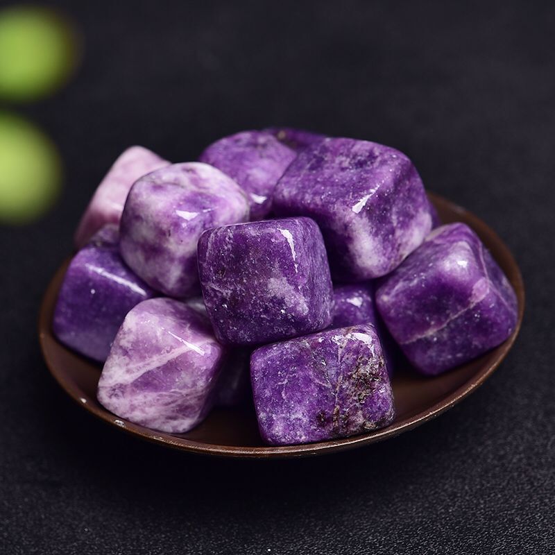 厂家供应天然紫云母紫丁香方块打磨抛光扩香石摆件鱼缸装修消磁石