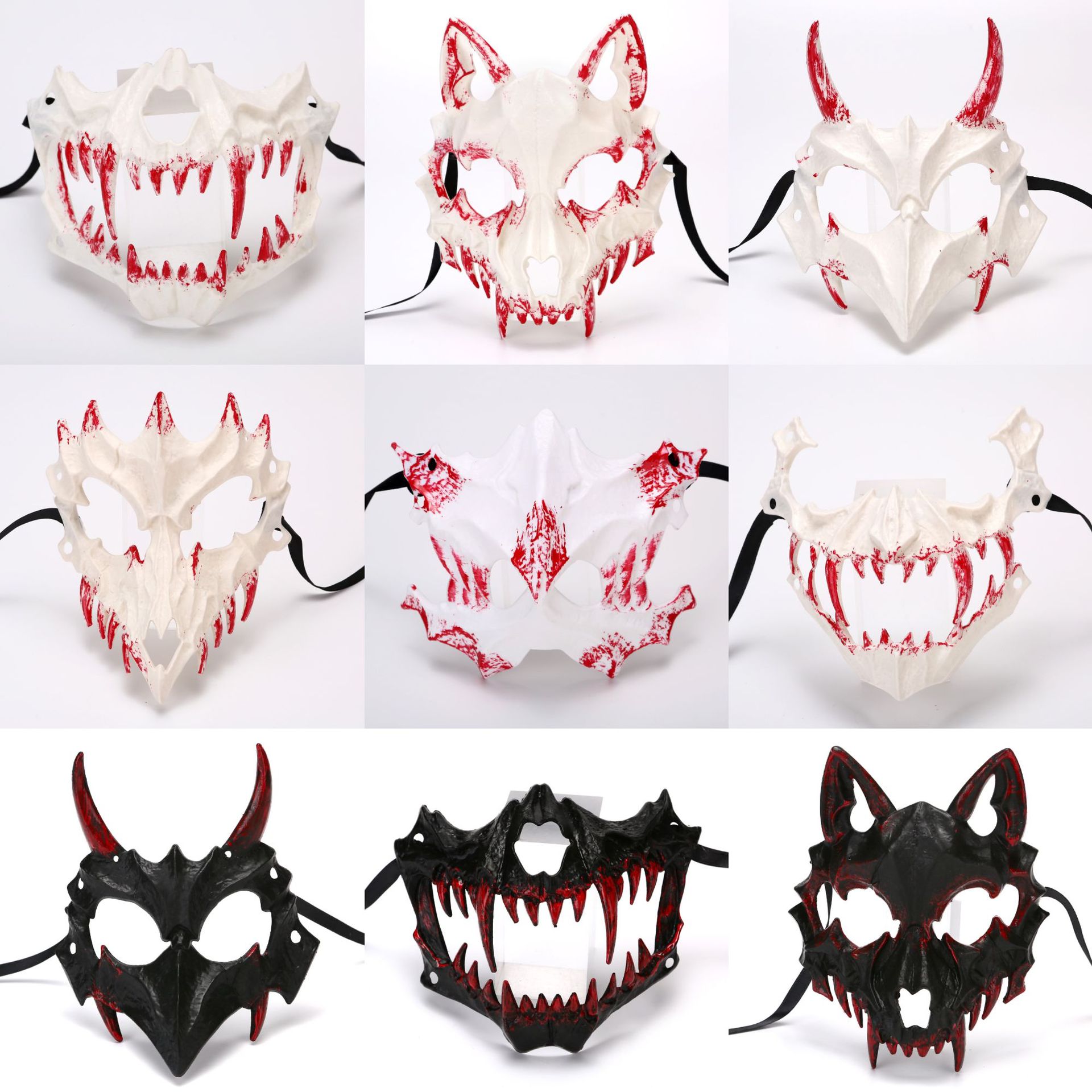 万圣节日本作家仓戸流血二次元恐怖龙神猛虎夜叉天狗装扮道具面具