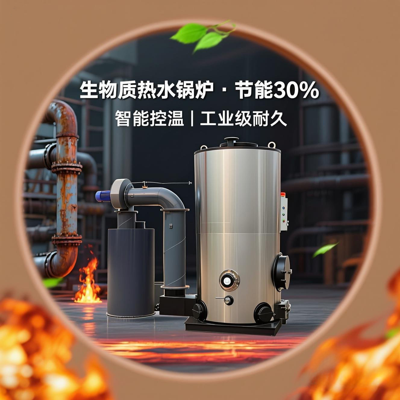 浴池用 生物质热水锅炉 椰壳木柴多燃料适用 PLC智能控制实时监测