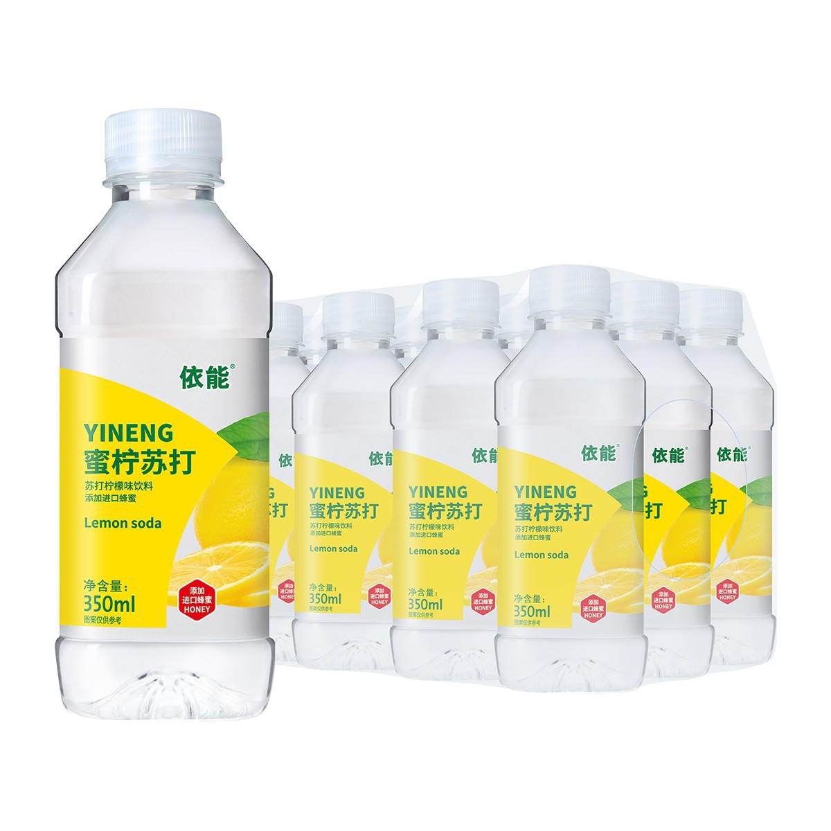 依能柠檬味苏打水饮料 添加进口蜂蜜350ml*12瓶常温详情见外包装
