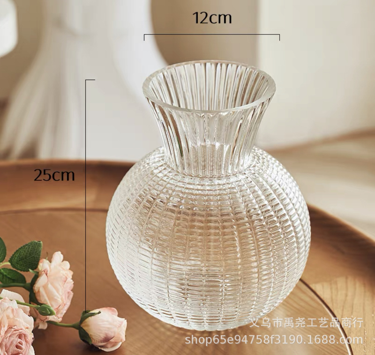 Export High-End Entry Lux High-Grade Glass Vase Transparent Hydroponic Flowers Living Room Dining Table Hydroponic Vase Ornaments