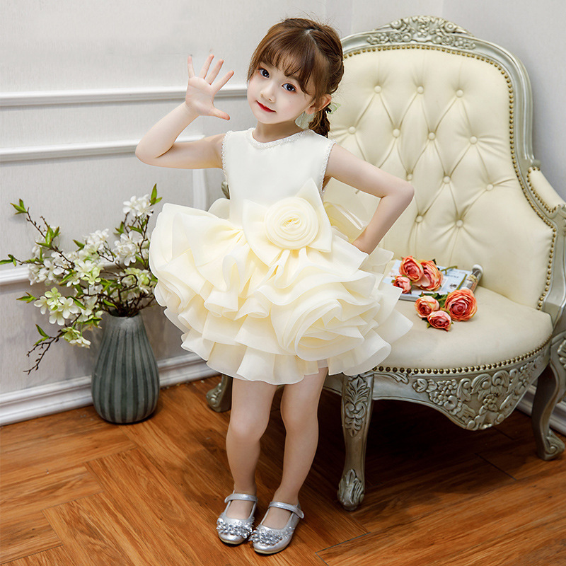 儿童公主裙洋气小花童礼服结婚伴童婚礼女宝宝周岁钢琴演奏蓬蓬纱