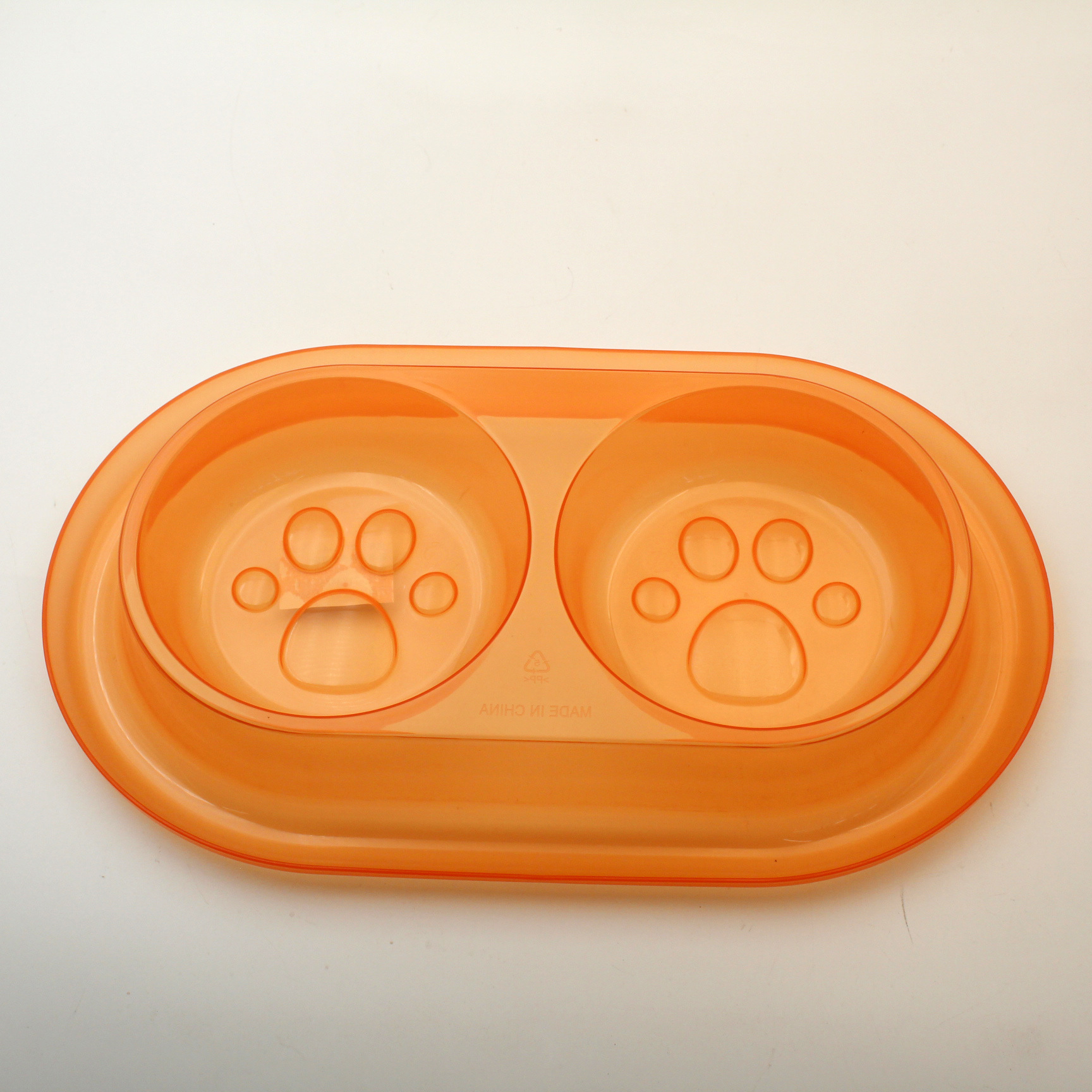 Pet Dog Double Bowl Cat Double Bowl Plastic Transparent Cat Tableware Dogs and Cats Plastic Dog Basin Cat Basin