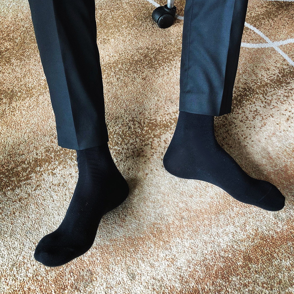 Business Socks Men's Cotton Mid-Calf Formal Wear Black Breathable Youth Work Suit Long Socks Striped Japanese Socks Men