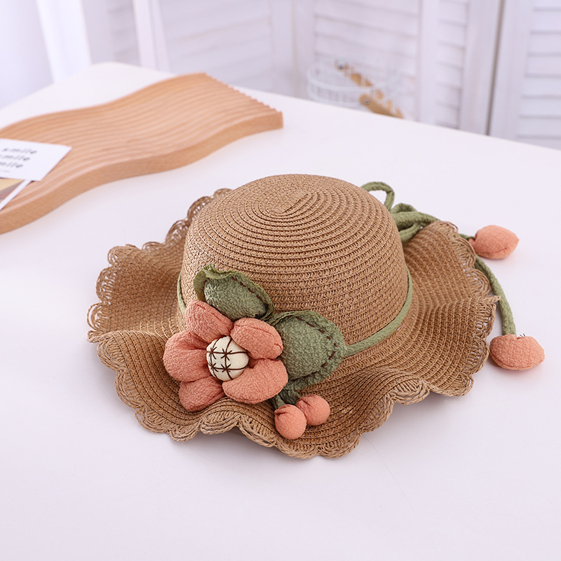 Parent-Child Children Travel Set Bag Straw Hat Large Flower Sun-Shade Beach Hat Girl Sun Protection Little Girl Seaside