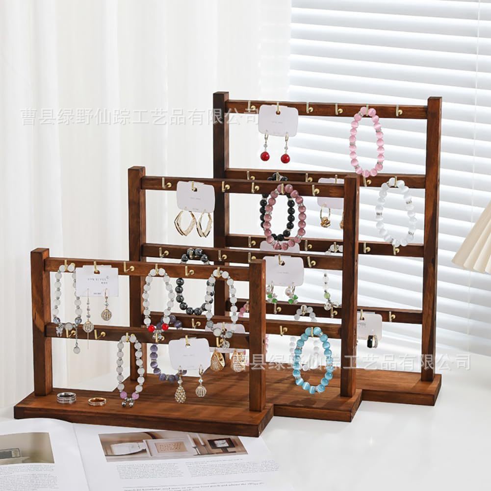 实木首饰钥匙扣收纳架耳环吊坠展示架饰品挂架挂钩摆摊门店陈列架
