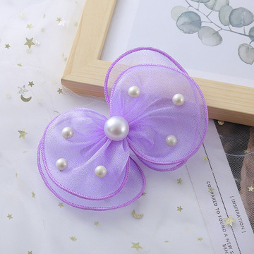 韩版精致网纱珍珠蝴蝶结儿童发饰学生小女孩可爱舞蹈表演发饰头饰