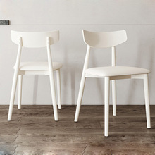 实木餐椅简约现代奶油风白色北欧白蜡木软垫餐厅家用椅子卧室艺术