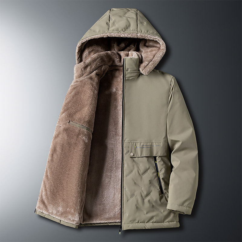 大码男装冬季羊羔绒外套加绒加厚爸爸装连帽中老年棉衣棉服-阿里巴巴