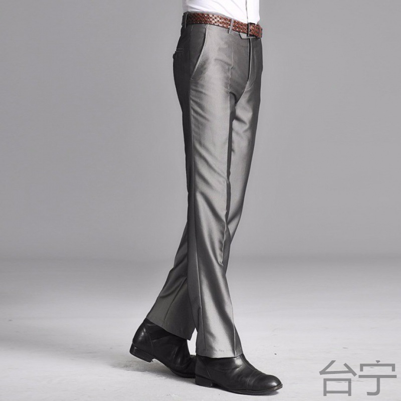 tn春夏西裤男修身免烫薄款西装裤男韩版丝光亮面喇叭裤婚礼直筒西