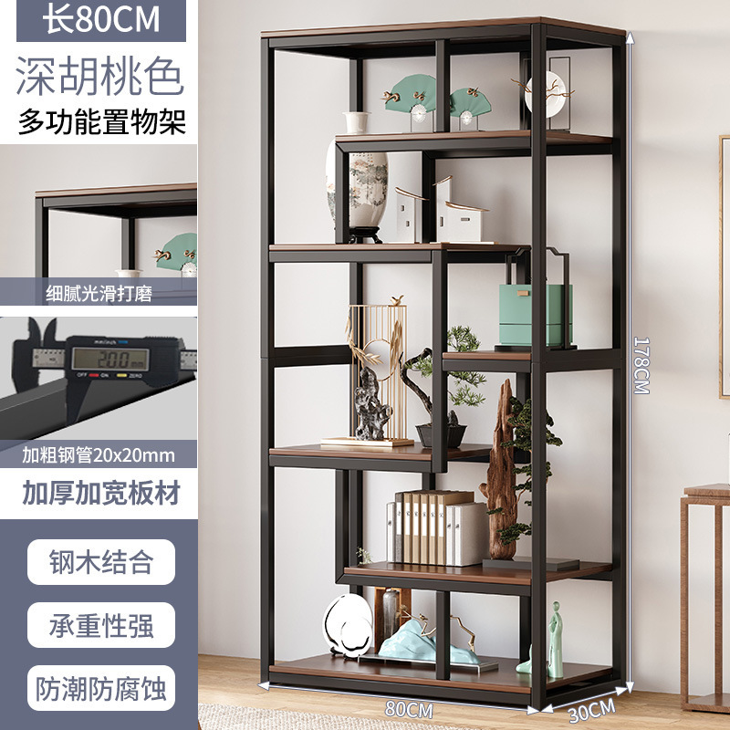 New Chinese Style Antique Shelf Tea Room Shelf Tea Display Cabinet Non-Solid Wood Partition Antique Shelf Living Room Decoration Shelf