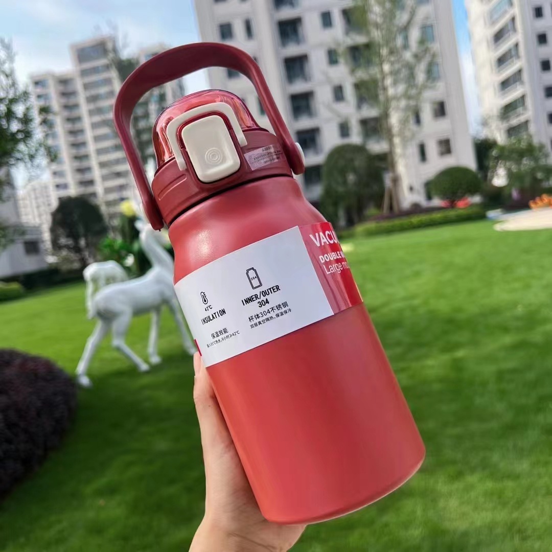 Foreign Trade Cross-Border 30 Stainless Steel Vacuum Thermos Cup Large Capacity Portable Handheld Cup Fashion Ledong Jump Cover Sports Kettle