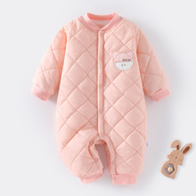 婴儿连体衣冬季加厚填充120g夹棉休闲A类尼龙冬季款新生儿外出服