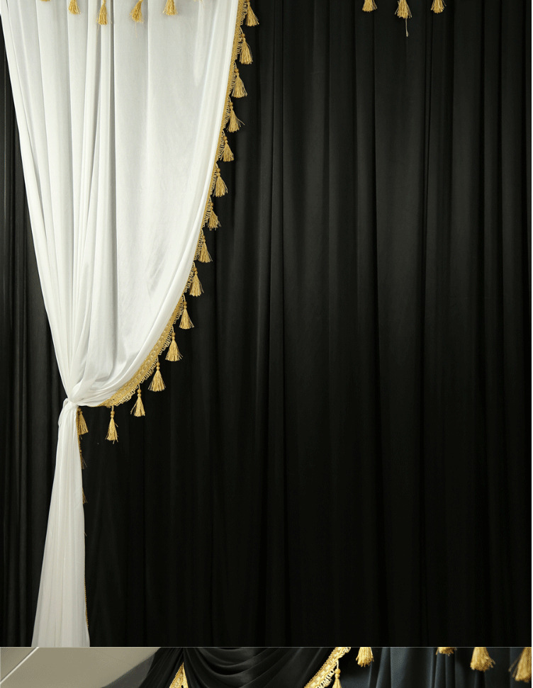 白事布幔礼孝堂殡仪馆布置纱幔灵堂背景布丧事幕布黑白葬礼灵棚布