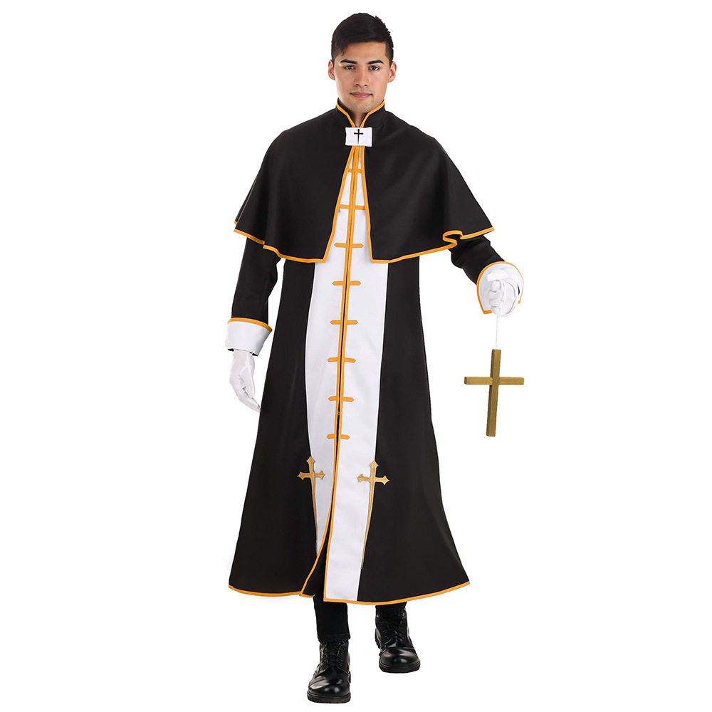 万圣节服装成人男祭司法师cosplay角色扮演长袍主教神父表演戏服
