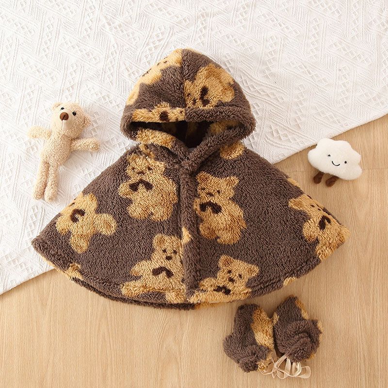 斗篷披风婴儿儿童秋冬宝宝摇粒绒保暖男童女童可爱连帽服秋装衣服-阿