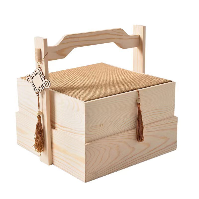 Wooden Gift Box Wedding Candies Box Gift Box Baking Tuck Box Solid Wood Gift Box Moon Cake Cabas