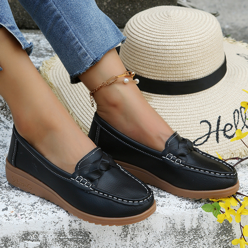 2022 Flat Women's Shoes round Toe Beef Tendon Soft Bottom Mom Shoes Comfort and Casual Peas Pregnant Women's Shoes Nurse Shoes