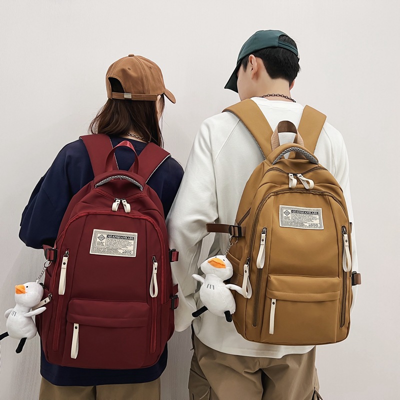 2023 New Fashion Casual Backpack Large Capacity Korean Style Solid Color Backpack Mori Style Middle School Student Schoolbag Wholesale