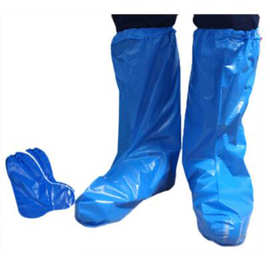 一次性PE长鞋套加厚加长款防水雨靴防水塑料靴套带皮筋E