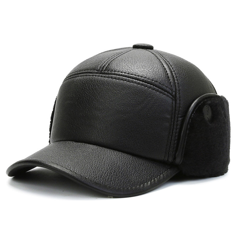 [Spot Delivery in Seconds] Winter Warm Cotton Hat Men's Hats for the Elderly Middle-Aged and Elderly Fleece-Lined Earflaps Baseball Cap Men