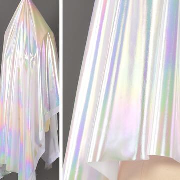 双色幻彩白色氨纶满版烫金布料 镭射炫光四面弹力服装背景diy布料