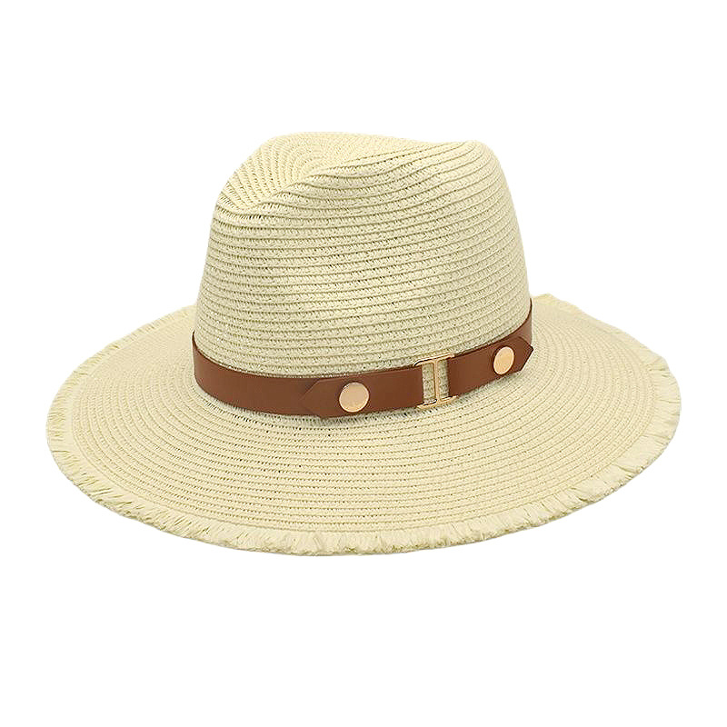 Straw Hat Women's Summer Seaside Beach Korean Style Ins Style Sunshade Sun Protection Hat New Belt Decorative Big Brim Fedora Hat