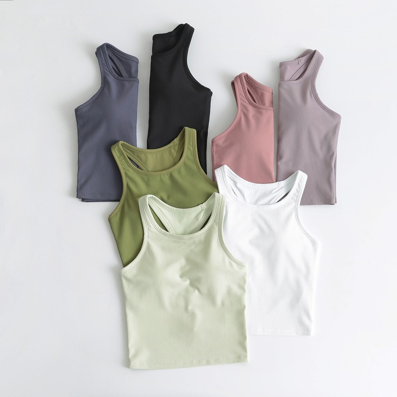 New Thread Ebb Female I-Shaped Slim-Fit Breathable Quick-Drying with Chest Pad Running Firm Abs Yoga Exercise Vest