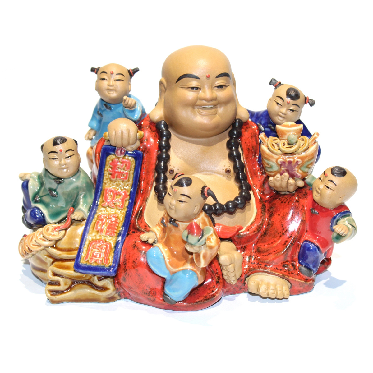 厂家直销精品多仔佛五子戏佛多子佛石湾陶瓷公仔风水家居装饰摆设