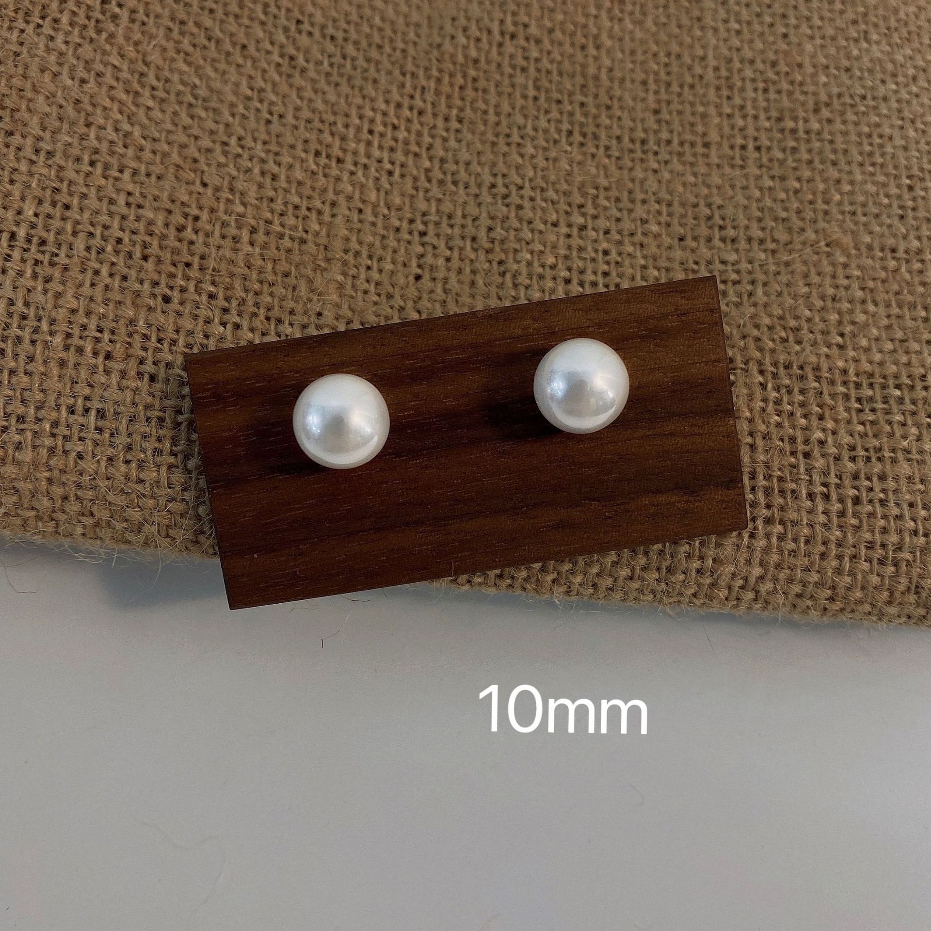 Pearl Stud Earrings for Women Perfect Circle 12mm Pearl Stud Earrings Silver Pin Ins Stud Earrings 925 Large Pearl Earrings High-Grade Wholesale