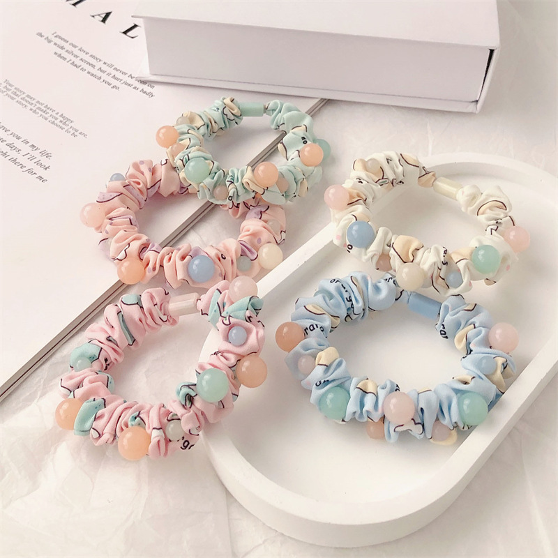 Early Spring New Internet Celebrity High-Grade Female Temperament Pearl Small Intestine Hair Ring Hair Rubber Band Large Intestine Ring Hair Rope Hair Accessories Female