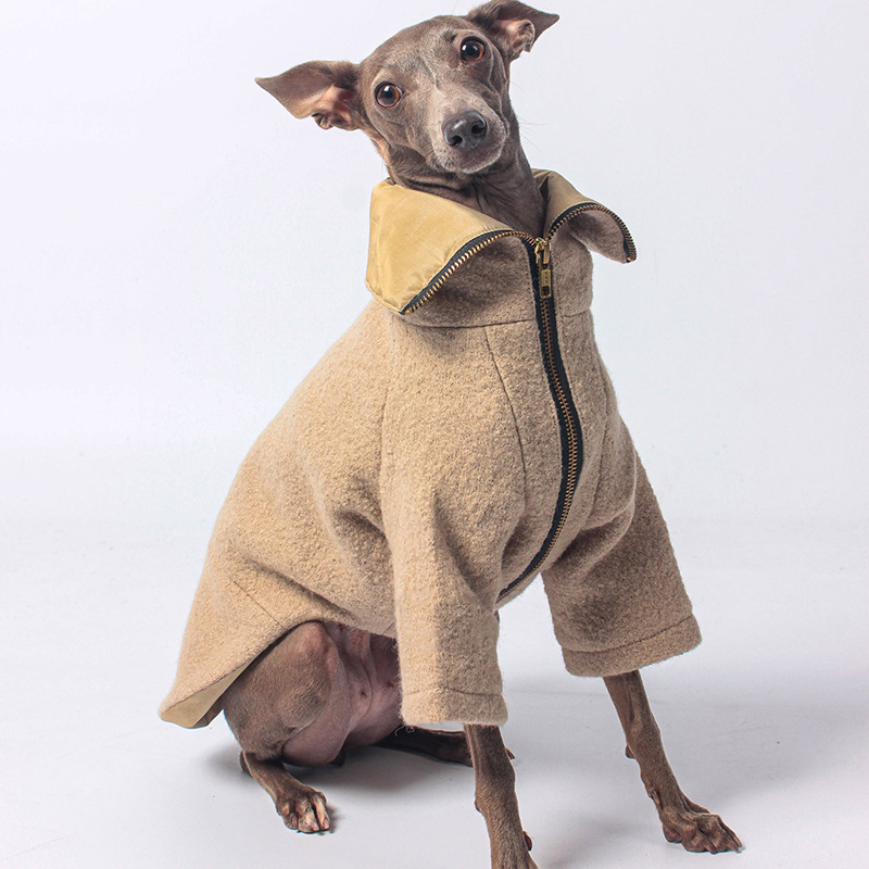宠物服饰 冬季拉链加绒两脚衣细犬外套灵缇格力狗狗衣服