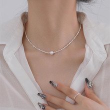 S999纯银碎银子珍珠项链女 法式轻奢小众锁骨链ins风跨境爆款手链